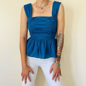 Express Sleeveless Peplum blue Top blouse
